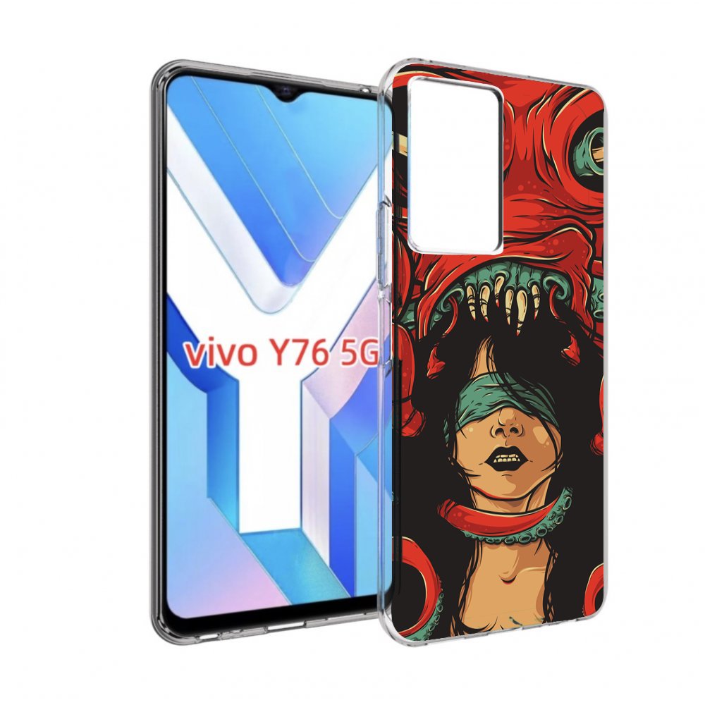 

Чехол MyPads девушку-съедает-осьминог для Vivo Y76 5G, Прозрачный, Tocco