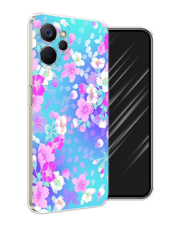 

Чехол Awog на Realme 9i 5G/10T 5G "Яблоневые цветы", Голубой;розовый;белый, 2513950-8