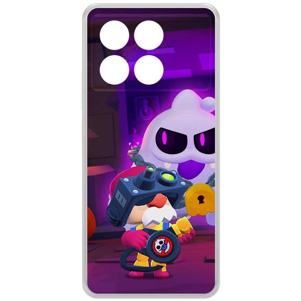 

Чехол-накладка Clear Case Brawl Stars-Охотник за Скуиками Гэйл для Xiaomi Poco X6 Pro, Прозрачный