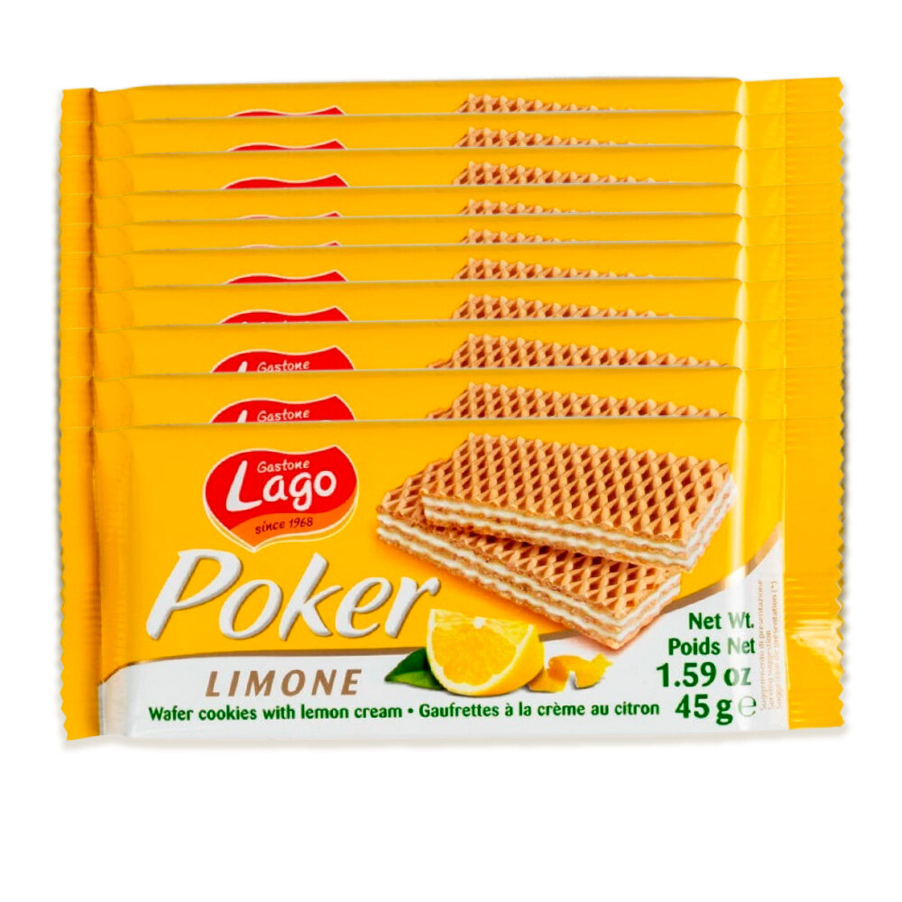 Вафли Gastone Lago Poker с лимонной начинкой, 10 шт х 45 г