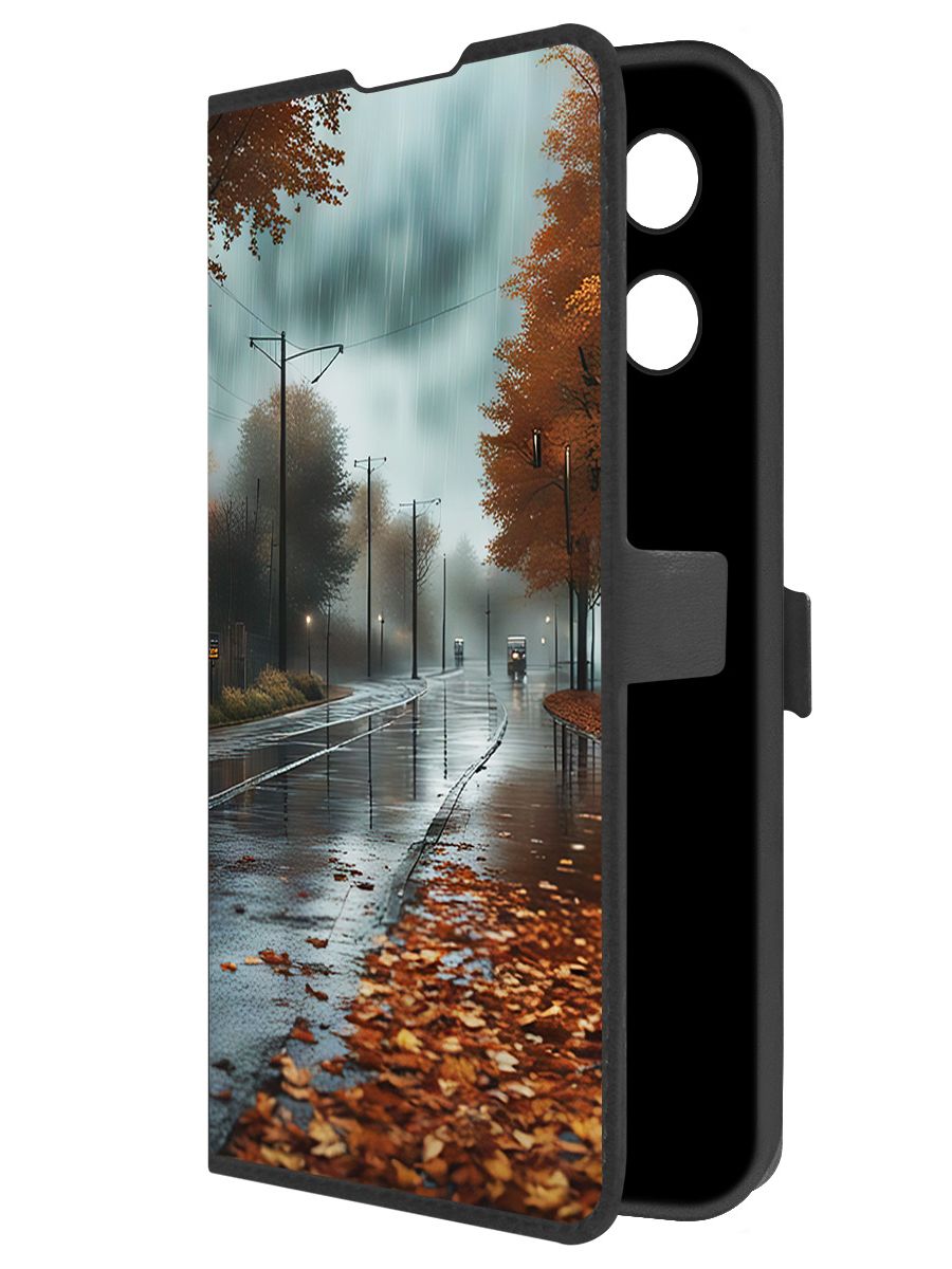 

Чехол-книжка Krutoff Eco Book для Tecno Camon 30S Осенний дождь (черный)