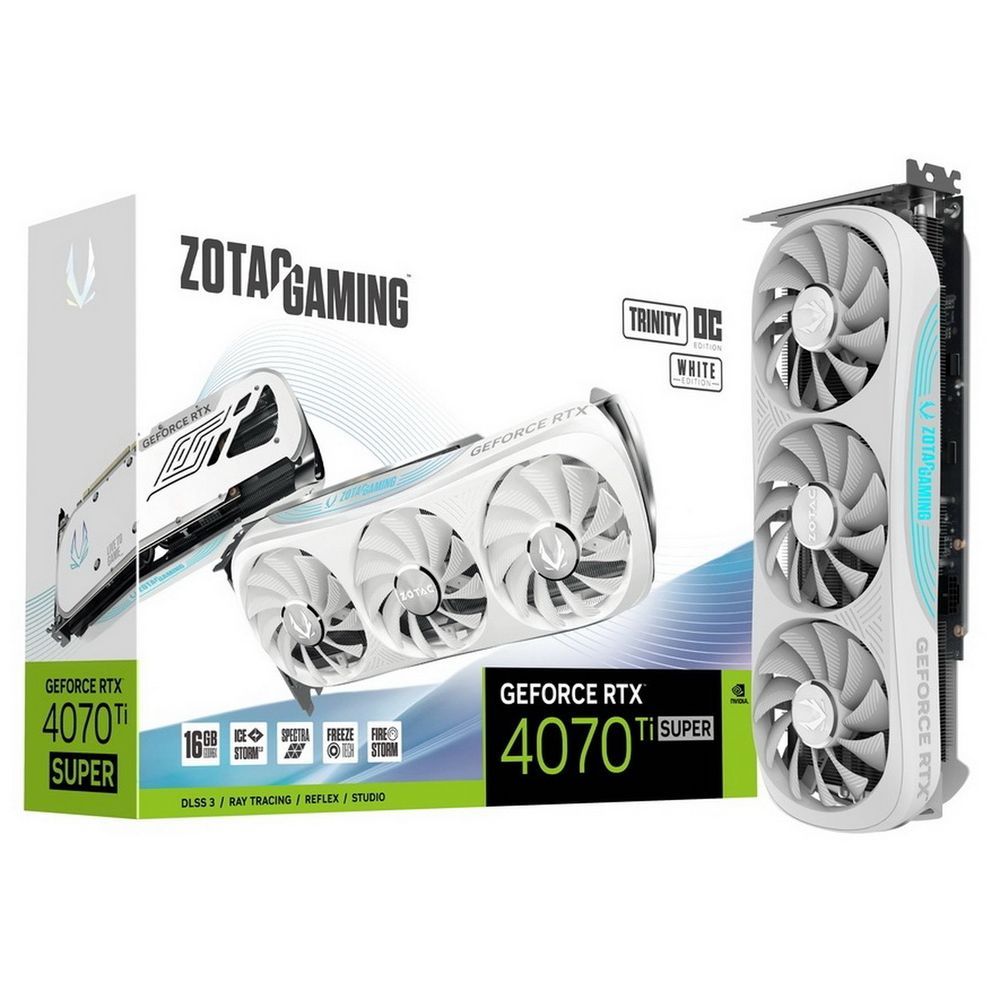 

Видеокарта Zotac RTX4070Ti SUPER TRINITY OC WHITE ED 16GB, Белый, ZT-D40730Q-10P