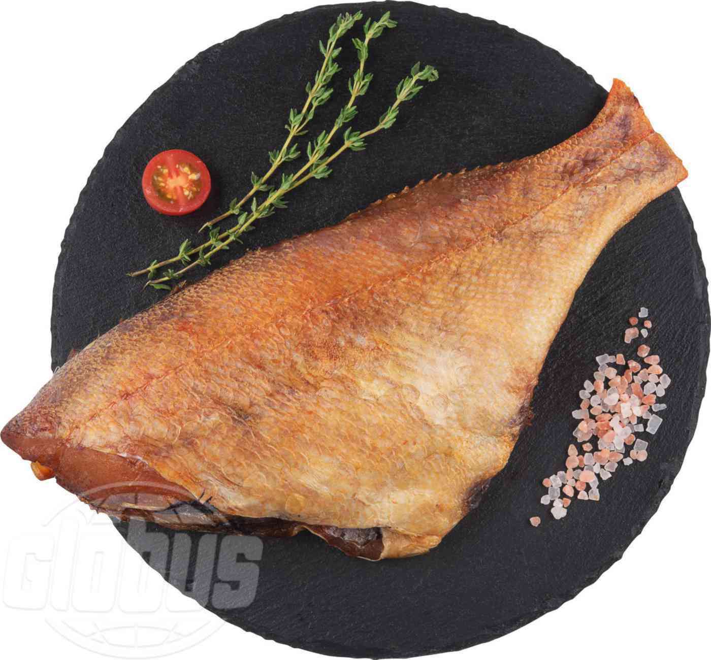 

Окунь подкопченный тушка +-400 г