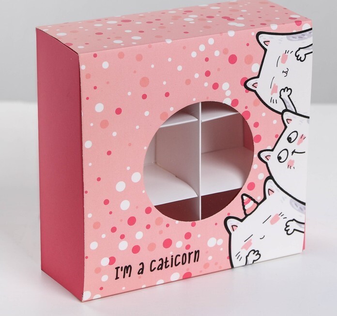 

Коробка для сладостей Дарите Счастье Caticorn 13  13  5 см, Розовый