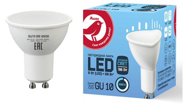 

Лампа АШАН Красная птица LED холодный свет 8W 220V GU10