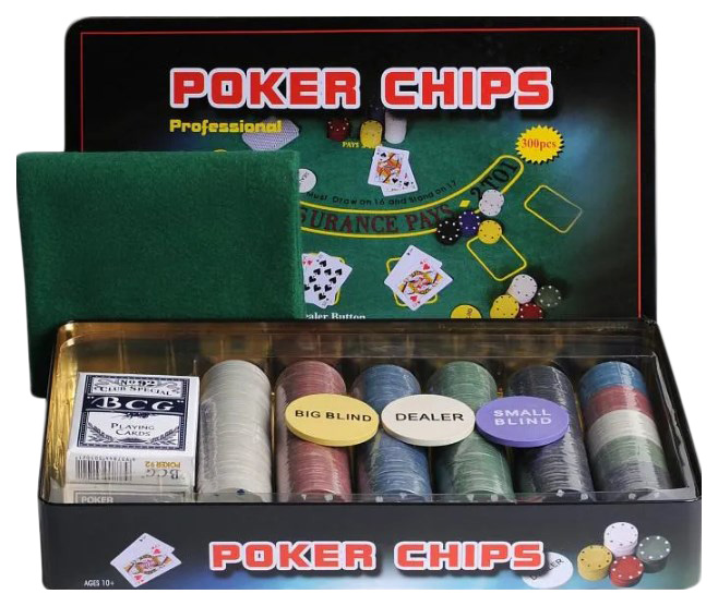 фото Покерный набор holdem ligh 300 фишек с номиналом в жестяной коробке premium poker