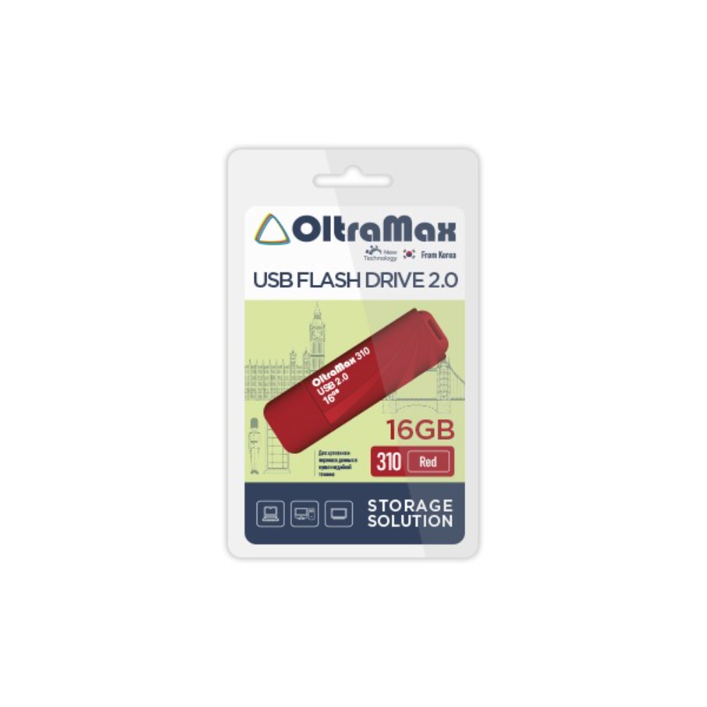 

Карта памяти Oltramax USB 16Гб OM-16GB-310 OM-16GB-310 Red, OM-16GB-310