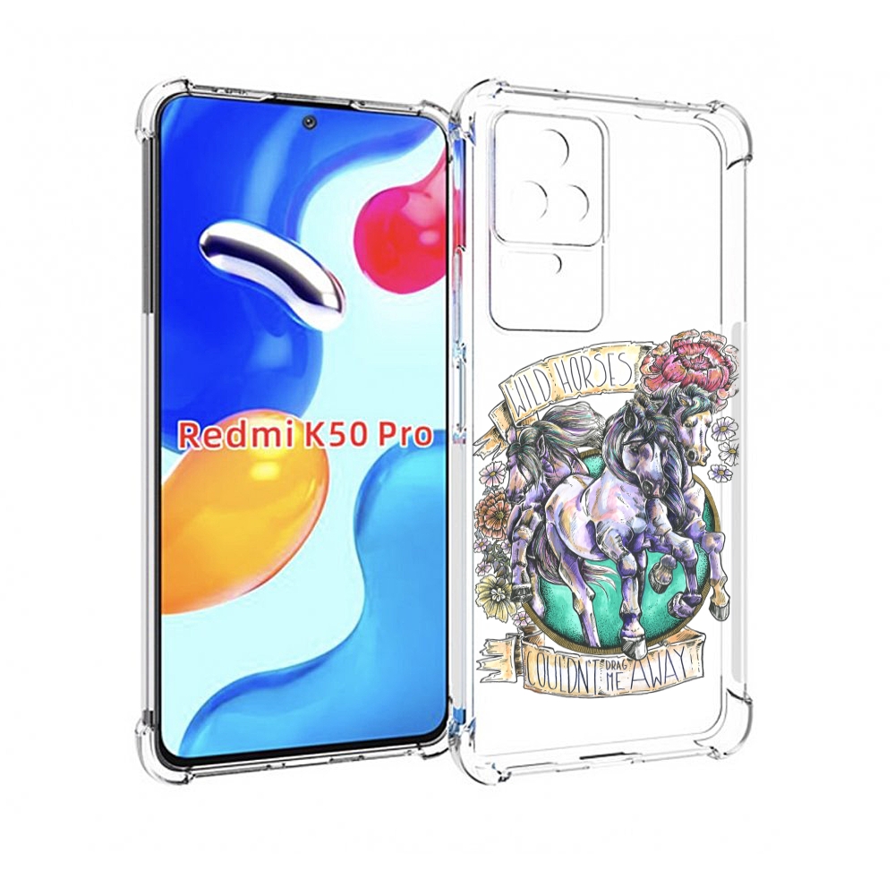 

Чехол MyPads рисунок коней в цветах для Xiaomi Redmi K50 / K50 Pro, Прозрачный, Tocco