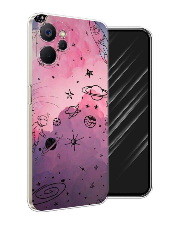 

Чехол Awog на Realme 9i 5G/10T 5G "Радуга планет 3", Черный;розовый, 2513950-4