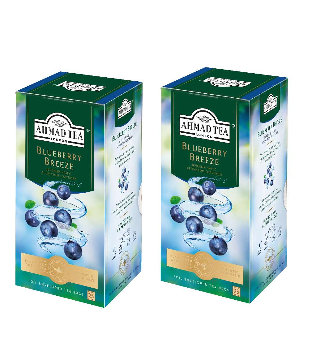 

Чай зеленый Ahmad Tea Блуберри бриз, 25 пакетиков по 1,8 г, 2 упаковки