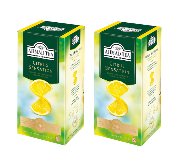 

Чай черный Ahmad Tea Citrus Sensation, с лимоном и лаймом, 25 пак х 1,8 г, 2 упаковки