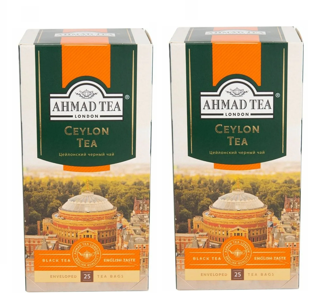 

Чай черный Ahmad Tea, Цейлон, 25 пакетов по 2 г, 2 упаковки