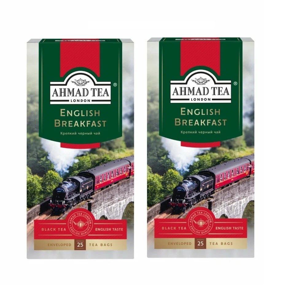 

Чай черный Ahmad Tea Английский завтрак, 25 пакетиков по 2 г, 2 упаковки