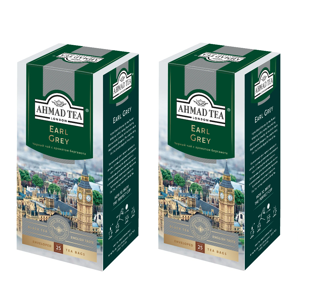 

Чай черный Ahmad Tea Earl Grey, с ароматом бергамота, 25 пакетиков по 2 г, 2 упаковки