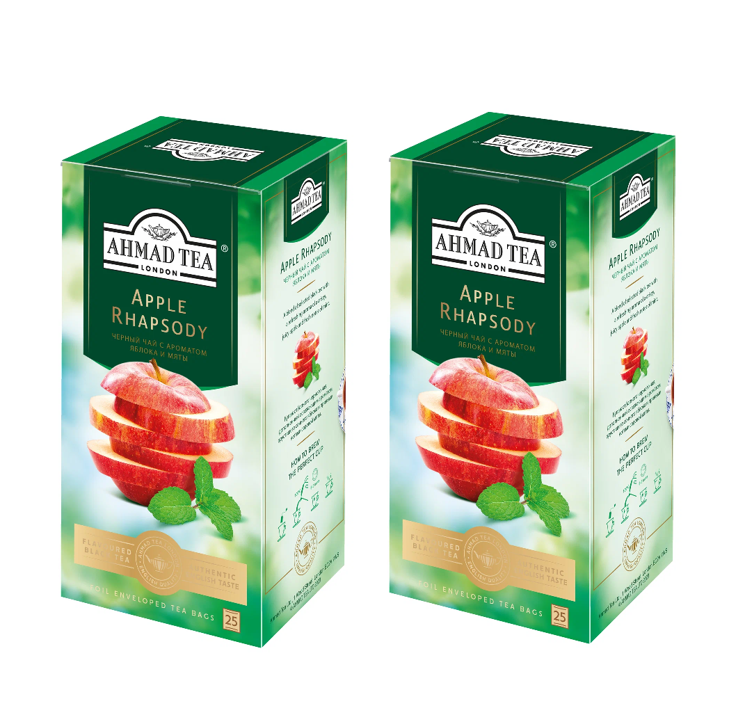 

Чай черный Ahmad Tea Apple Rhapsodi с мятой, 25 пак х 1,5 г, 2 упаковки