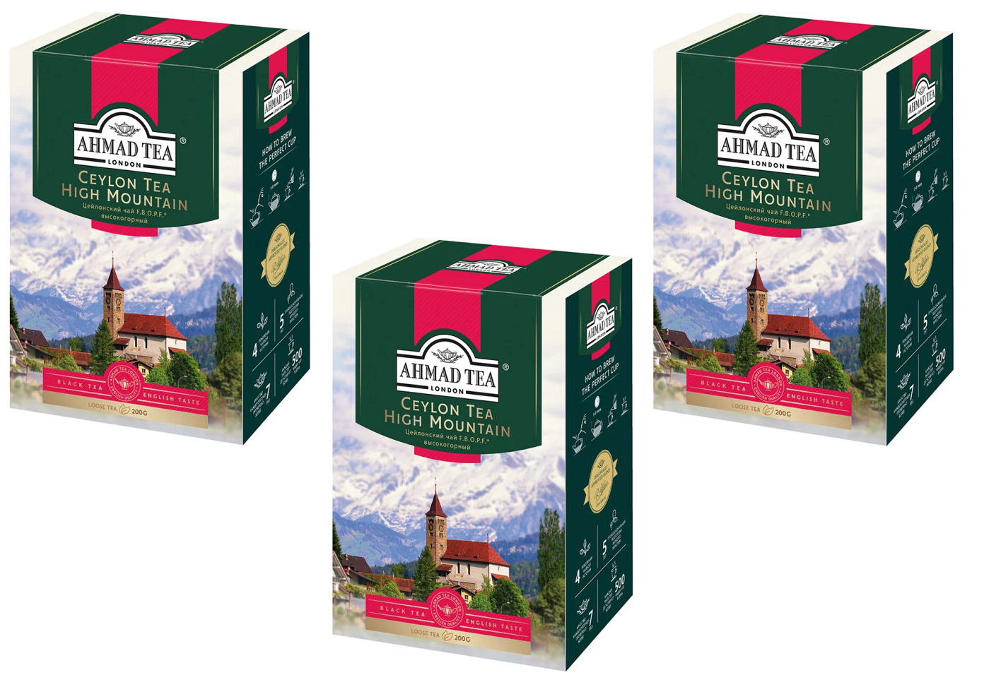 

Чай черный Ahmad Tea Высокогорный, F.B.O.P.F., 200 г, 3 упаковки