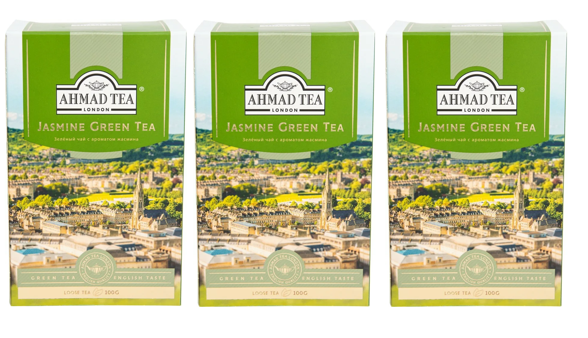 

Чай зеленый Ahmad Tea с жасмином, 100 г, 3 упаковки