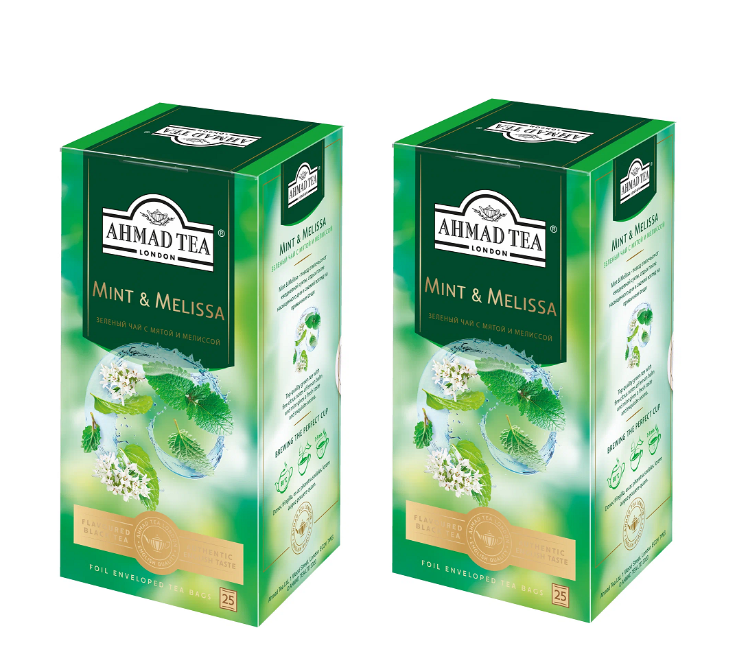 

Чай зеленый Ahmad Tea, Мята-Мелиса, 25 пакетов по 1,8 г, 2 упаковки