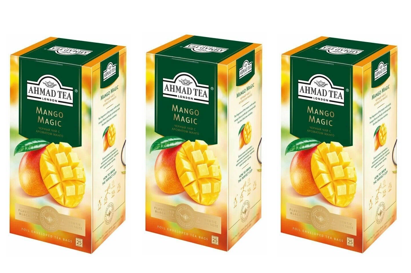 

Чай черный Ahmad Tea Магия манго, 25 пак, 3 упаковки