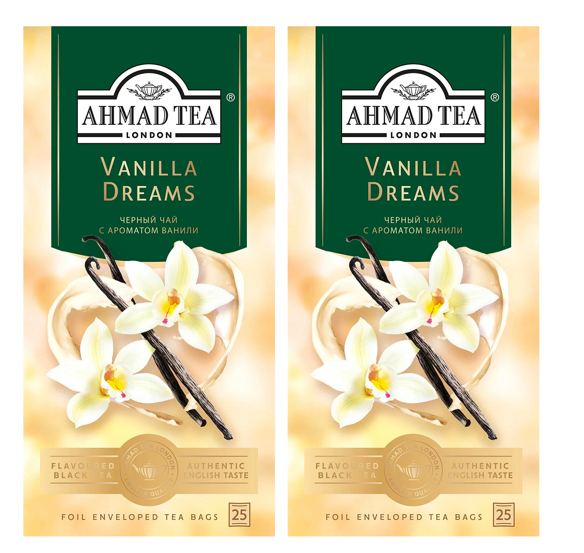 

Чай черный Ahmad Tea Ванильные Грезы, 25 пак х 1,8 г, 2 упаковки