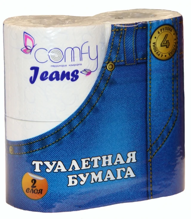 

Бумага туалетная Comfy Jeans двухслойная, 4 рулона