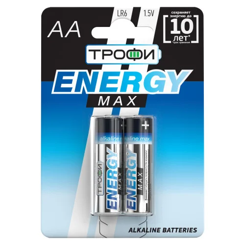 

Элемент питания ТРОФИ LR6-2BL ENERGY MAX Alkaline (40/320/15360) (уп. 2шт)