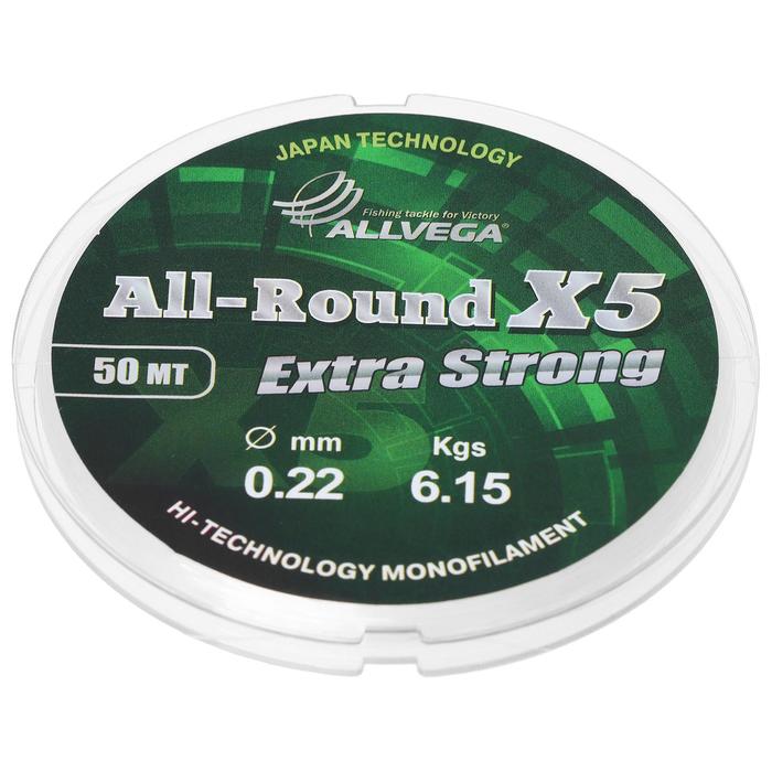 

Леска Allvega All-round X5 0,22 мм, 50 м, Прозрачный, All-round X5