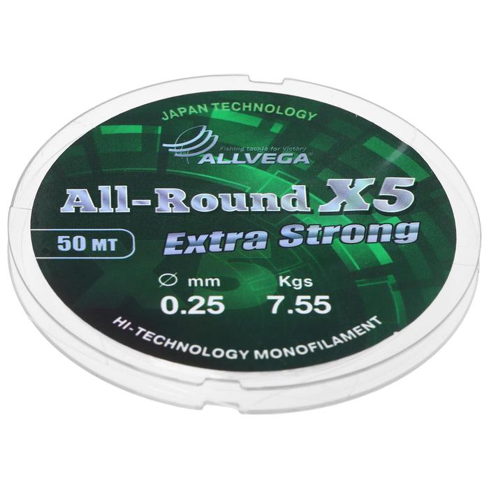 

Леска Allvega All-round X5 0,25 мм, 50 м, Прозрачный