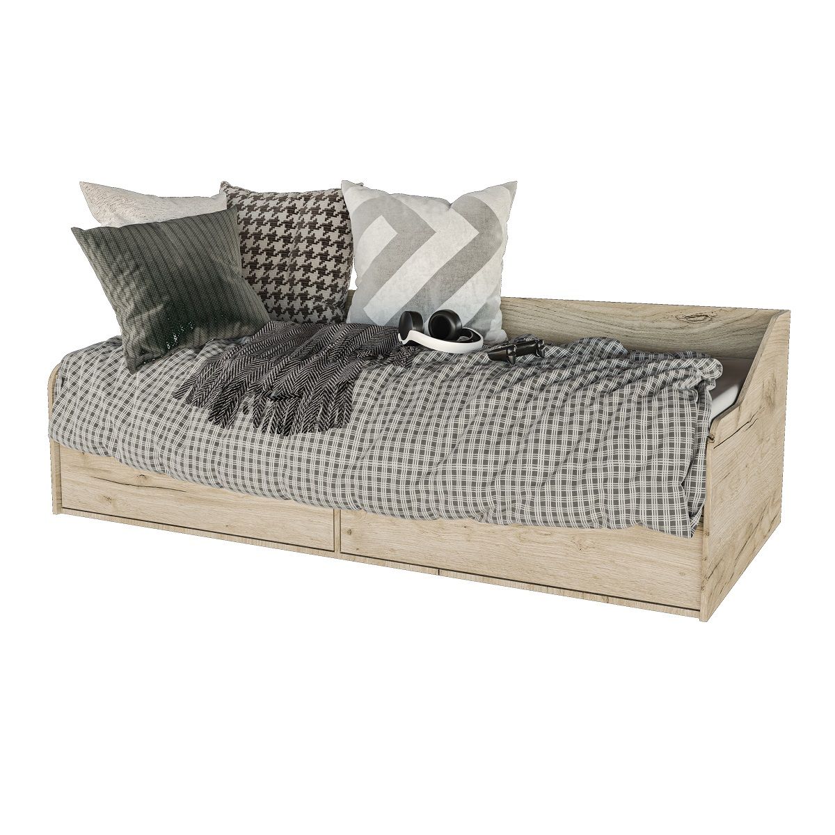 Кровать односпальная Форес Норд с ящиками, 90х200 см, дуб крафт серый