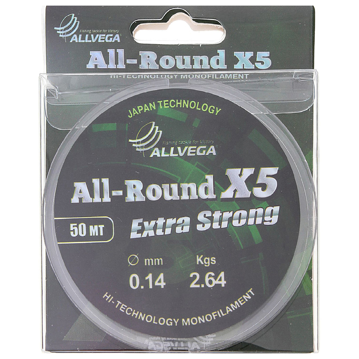 

Леска Allvega All-round X5 0,14 мм, 50 м, Прозрачный, All-round X5