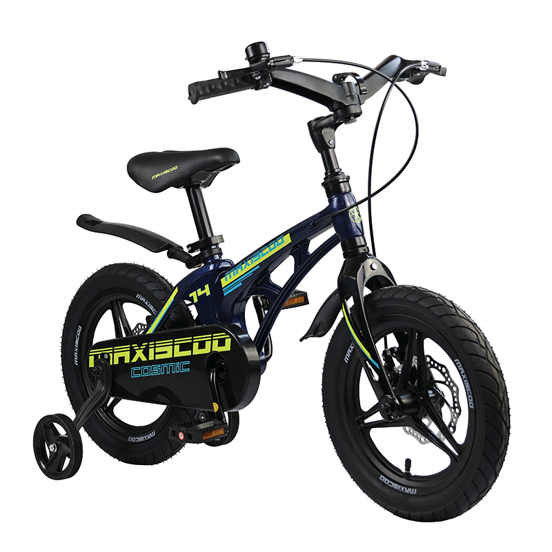 Двухколесный Велосипед MAXISCOO Cosmic Deluxe 14 + доп Колёса в комплекте 2023 детский двухколесный велосипед maxiscoo cosmic deluxe 14 голубой литые диски 2023
