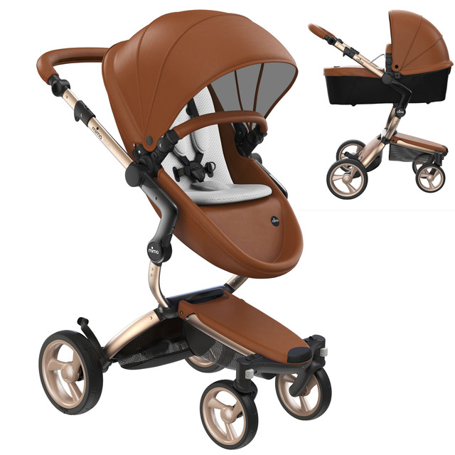 

Коляска 2в1 Mima Xari Camel на шасси шампань с матрасиками Stone white, A116-05/AS112609