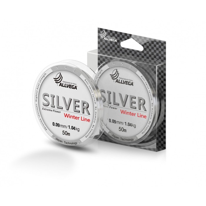 фото Леска монофильная allvega "silver" 50м 0,09мм, 1,04кг, серебристая