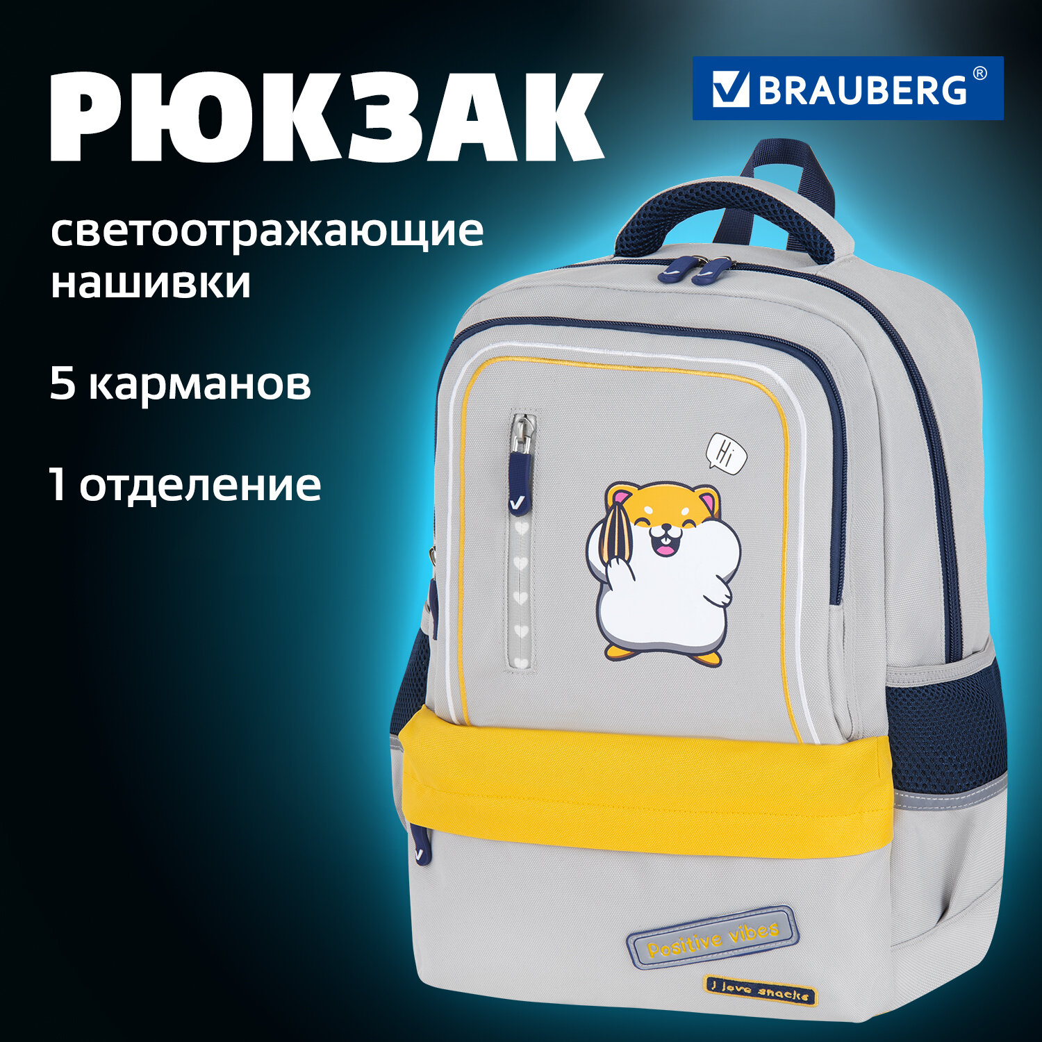 Рюкзак школьный Brauberg Star Hamster 272063 для девочки в школу для подростков