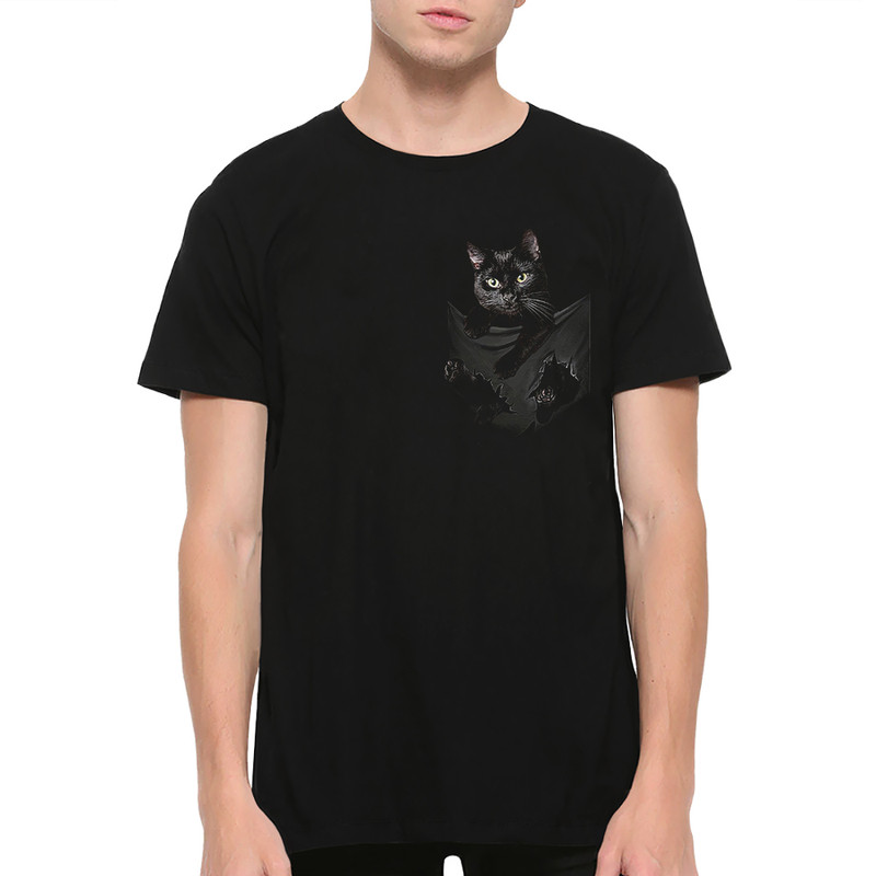 

Футболка мужская Dream Shirts Черный Кот в Кармашке черная M, Черный Кот в Кармашке
