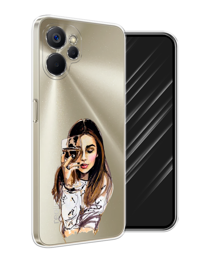 

Чехол Awog на Realme 9i 5G/10T 5G "Девушка с бокалом", Бежевый;коричневый;белый, 2513950-7