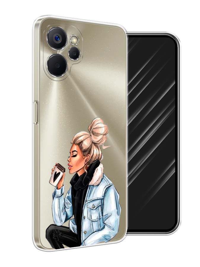 

Чехол Awog на Realme 9i 5G/10T 5G "Cute girl", Бежевый;черный;голубой, 2513950-7