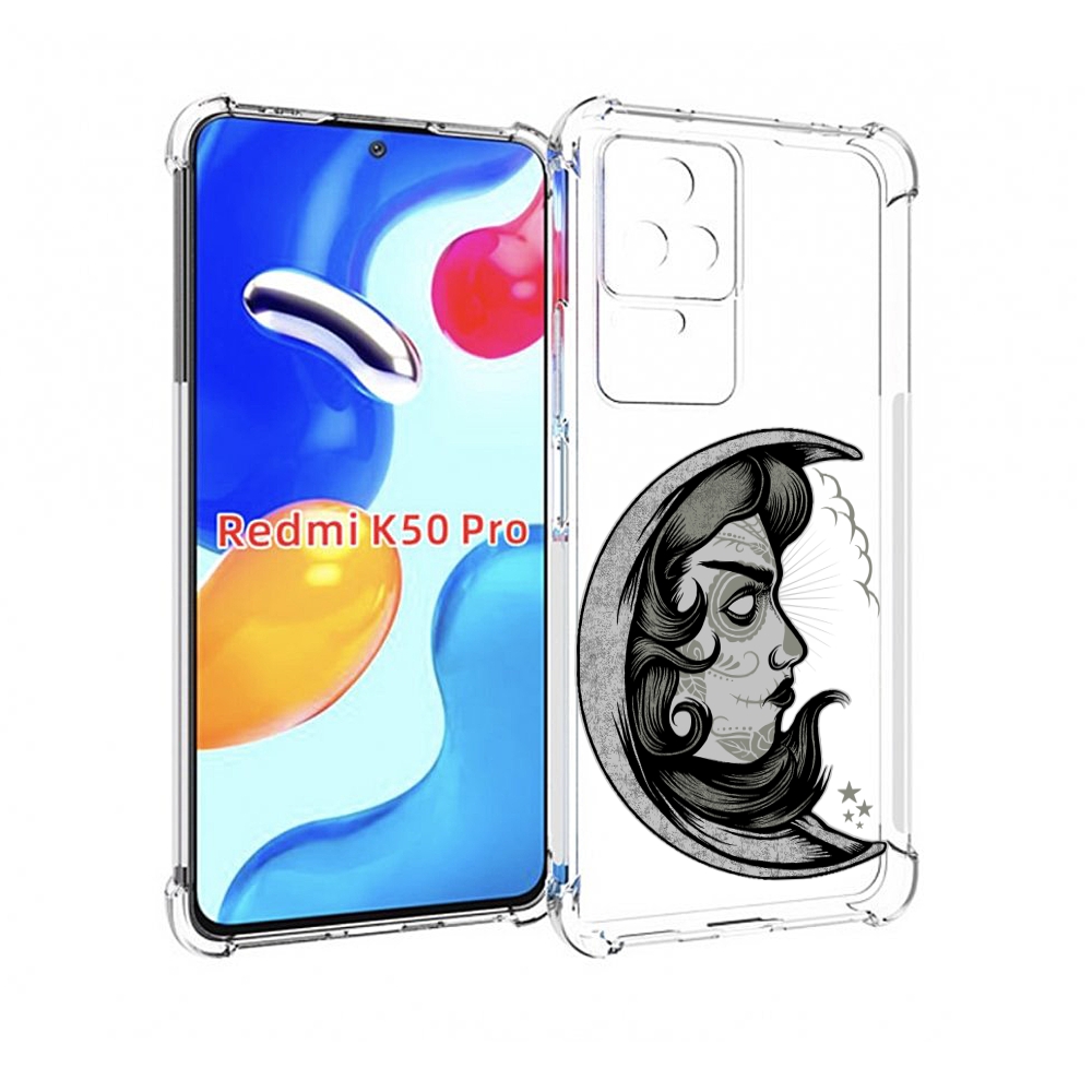

Чехол MyPads черно белая луна с лицом для Xiaomi Redmi K50 / K50 Pro, Прозрачный, Tocco