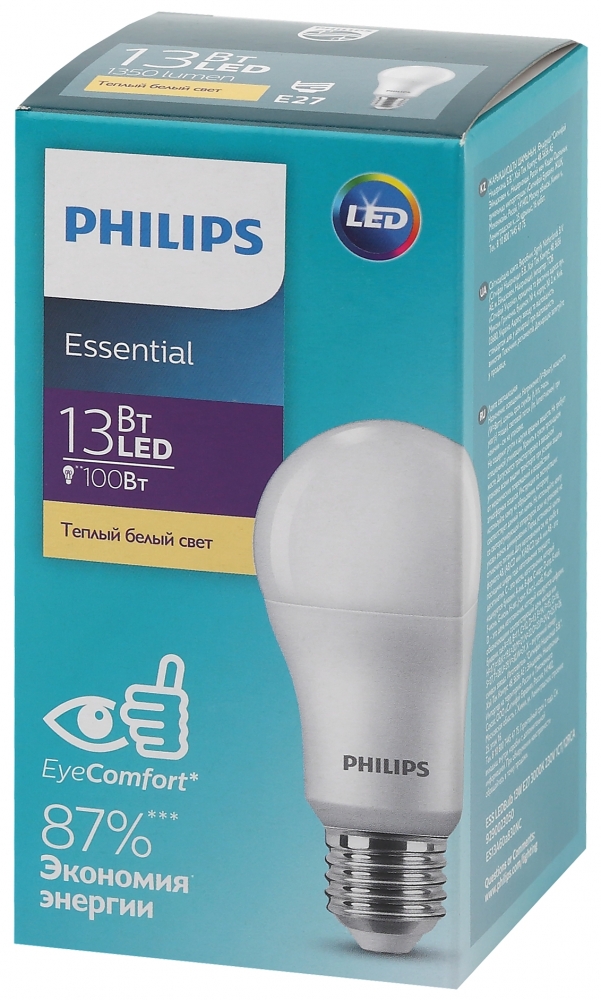 Светодиодная лампа E27 13W 3000К (теплый) P45 Essential Philips (Б0055064)