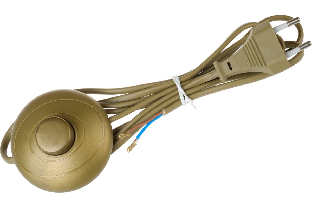 фото Кабель с ножным выключателем и евровилкой, 2.5а, 2м, золото, 28581 6, duwi