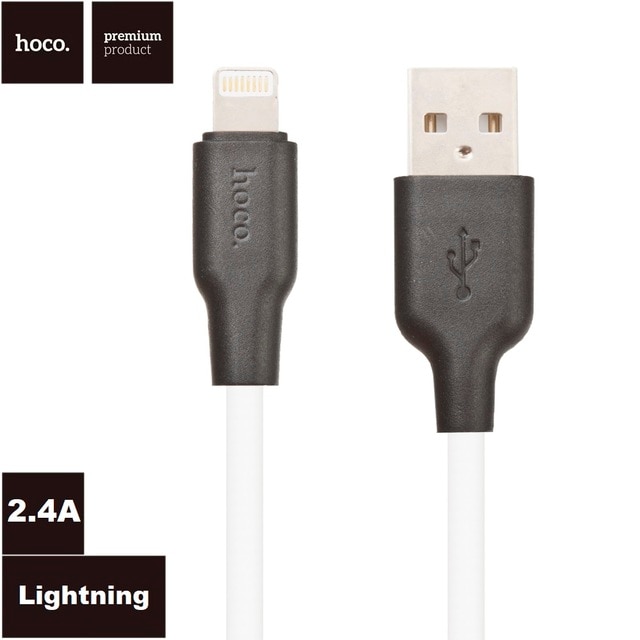 Кабель USB HOCO X21 Plus Silicone USB - Lightning 2.4А, 2м, белый 100044874464