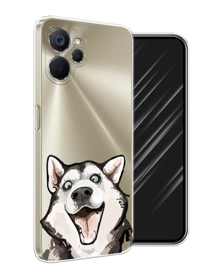

Чехол Awog на Realme 9i 5G/10T 5G "Радостный хаски", Белый;голубой;черный, 2513950-1
