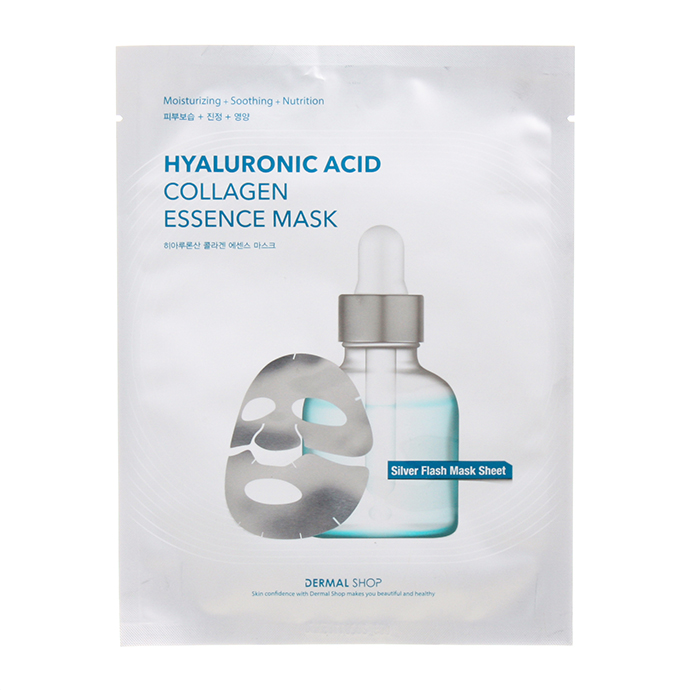 Фольгированная маска Dermal Shop с гиалуруновой кислотой и пептидами серебряная 30 г маска для лица dermal с витамином с и коллагеном