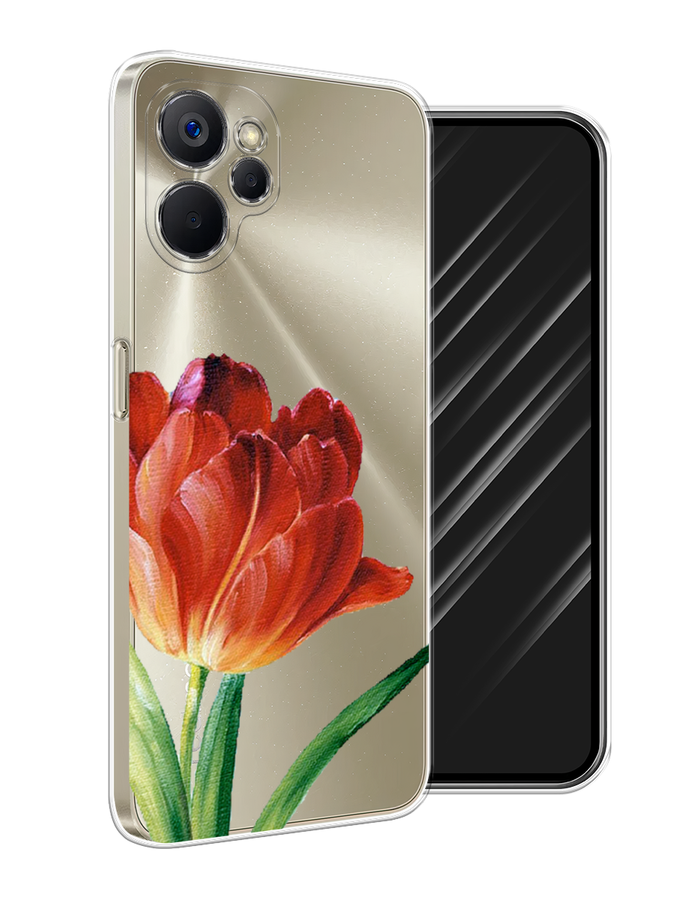 

Чехол Awog на Realme 9i 5G/10T 5G "Красный тюльпан", Оранжевый;зеленый, 2513950-8