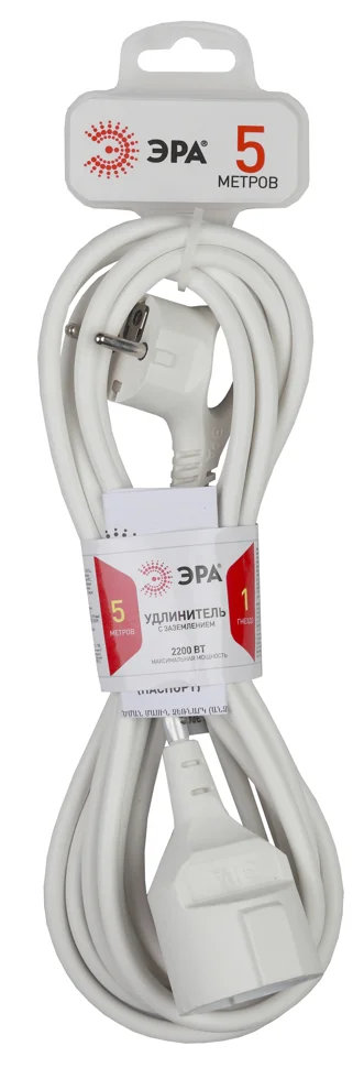 

Удлинитель UX-1е-5m с зазeмлением ЭРА, 3х0.75мм2, 1гн, 5м 3*0,75мм