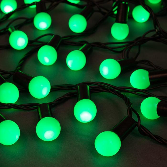 фото Гирлянда нить 20 м с насадками шарики 1.5 см ip44 200 led свечение зелёное 8 режимов 220 в luazon lighting