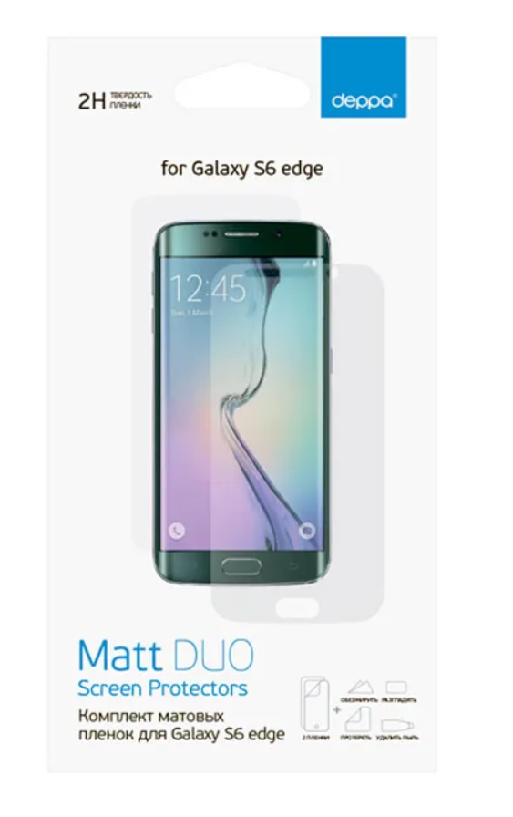 

Комплект защитных пленок для Samsung Galaxy S6 Edge, матовые, Deppa (61385), 61385