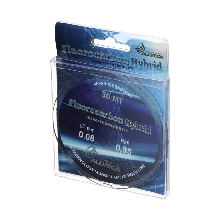 

Леска монофильная ALLVEGA "Fluorocarbon Hybrid" 30м 0,08мм, 0,85кг, флюорокарбон 65%, Прозрачный, Fluorocarbon Hybrid