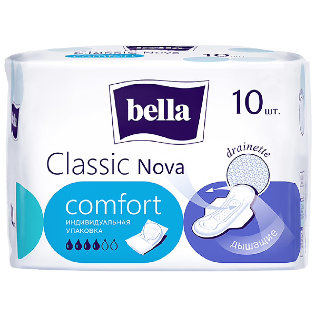 

Прокладки гигиенические Bella, Nova Classic Сomfort, 10 шт, Белый