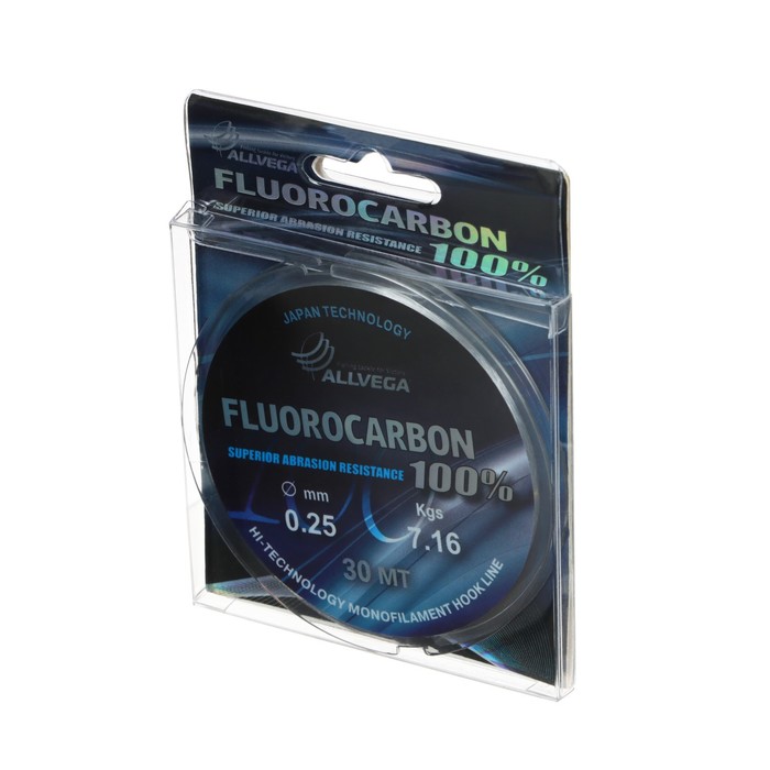 Леска для зимней рыбалки  СберМегаМаркет Леска монофильная ALLVEGA FX Fluorocarbon 100% 30м 0,25мм, 7,16кг, флюорокарбон 100%